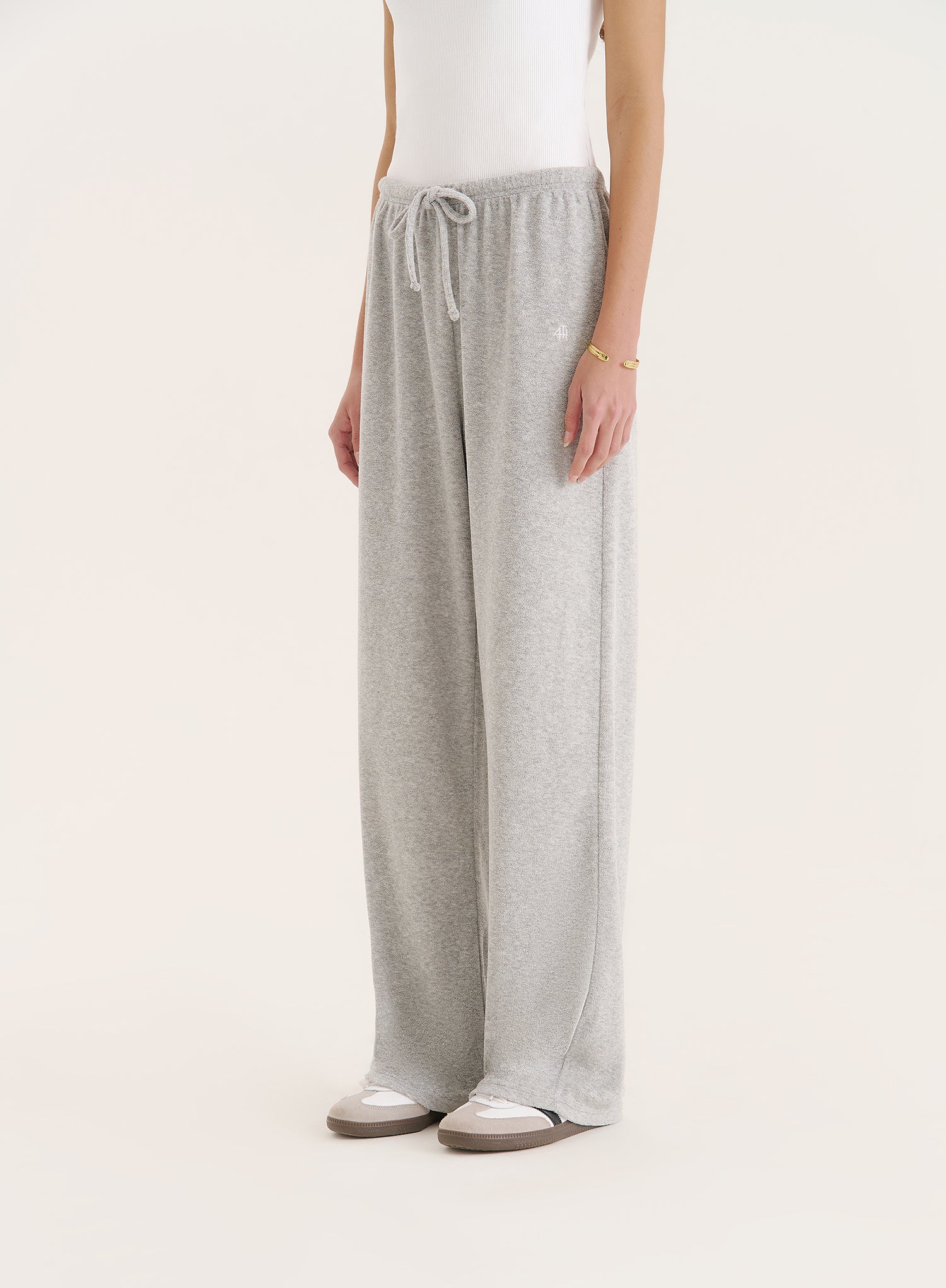 Grey Towelling Straight Leg Trouser